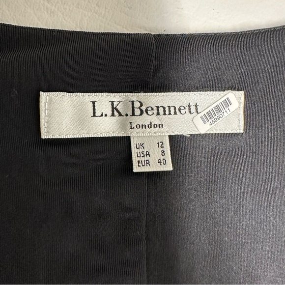 L. K. Bennett Dress  Sz 8 Wrap Gathered Long Sleeves V Neckline - Picture 8 of 10
